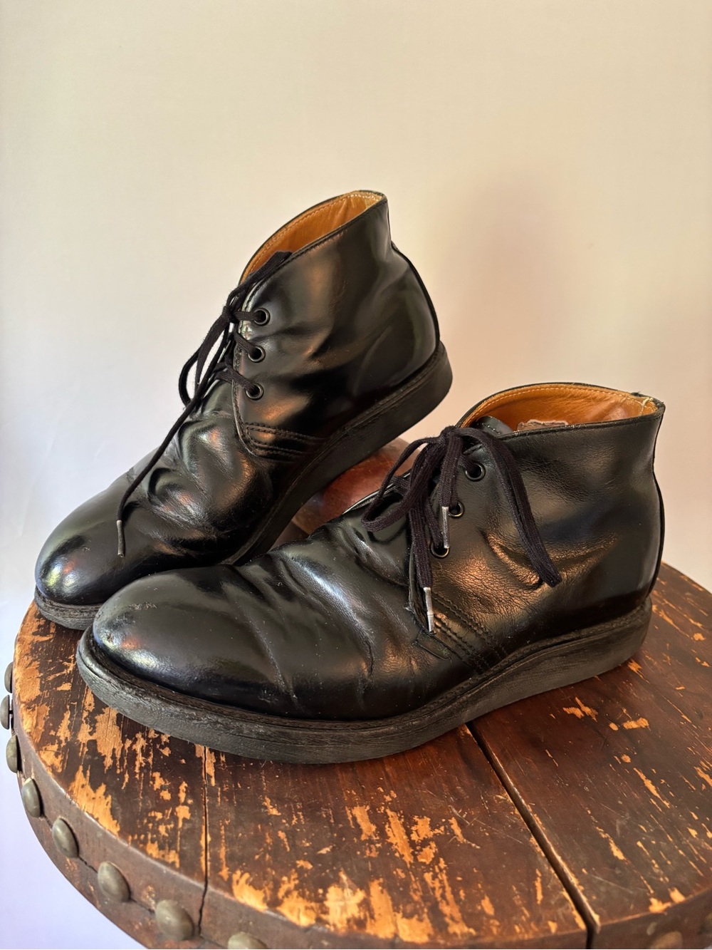 Vintage Red Wing Blk Leather Postman Chukka Boots, 7.5 M Eur 40. Nice condition.